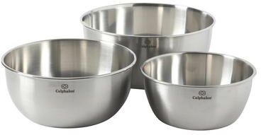 Calphalon Astro 3-Pc Stainless Steel Mixing Bowl Set, Matte Finish Nesting Metal Bowls for Kitchen, Baking & Food Prep, Silver