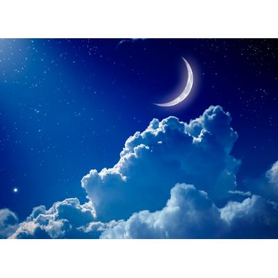 Fototapete PAPERMOON "Night Sky with Moon", bunt, B:3m L:2,23m, Vlies, Tapeten