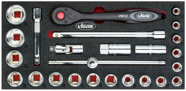 VIGOR Jeu d'outils à douilles V4975 10 – 32 25 (V4975)