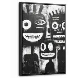 LEINWAND Bilder mit Rahmen - Malerei - Figuren - Schwarz - Abstrakt - 20x30