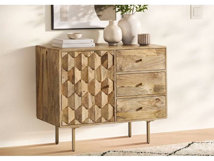 Sideboard 95x79cm 'Kalani' Mango massiv natur lackiert