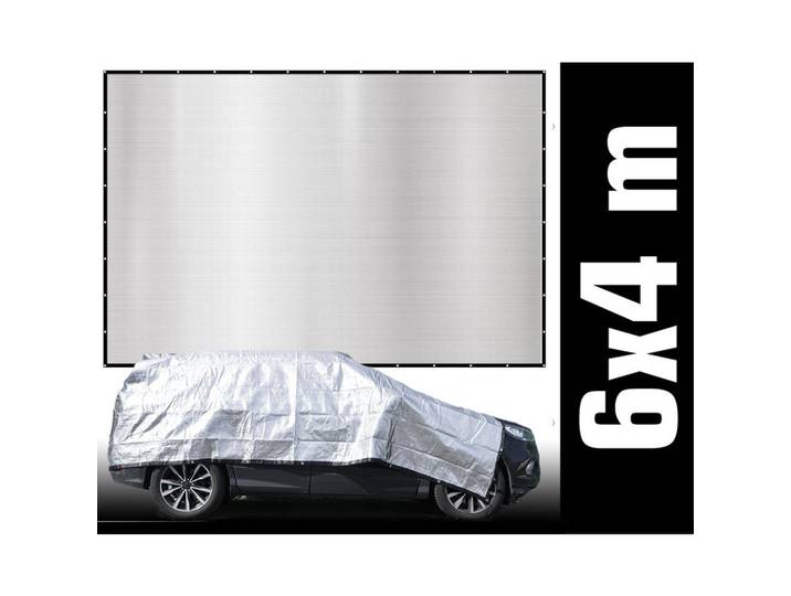Amanka Aluminium-Schattennetz 6/4 m, Silberfarben, Metall, Rechteckig, 400x600 cm, Sonnenschutz, Sonnenschirme