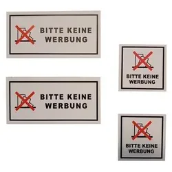 Bitte keine Werbung Aufkleber Sticker Set, Reklame ablehnen Briefkasten, 4 Stück