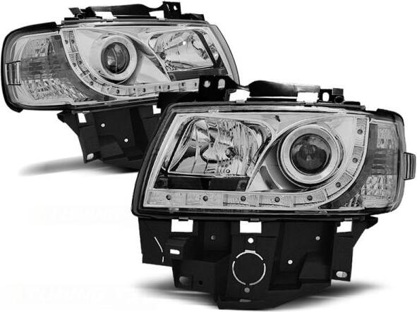 Scheinwerfer LED Tagfahrlicht Optik passend für VW T4 Multivan Caravelle Bj. 96-03 Chrom