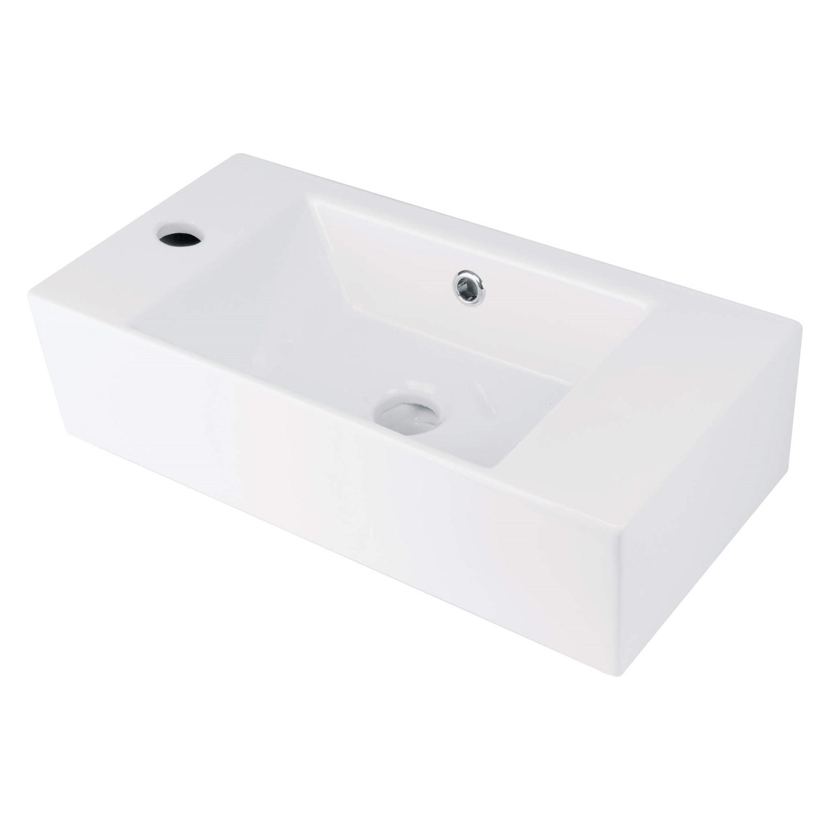 Deante Aufsatzwaschbecken aus Keramik mit Platz für einen Wasserhahn - links (CDY_6U2L)