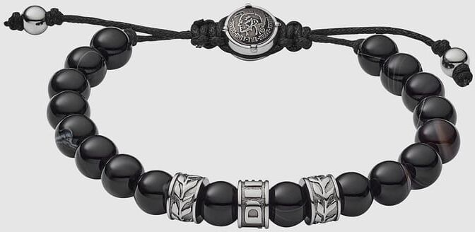 Bracelet Diesel En Acier Et Agate Noire Homme