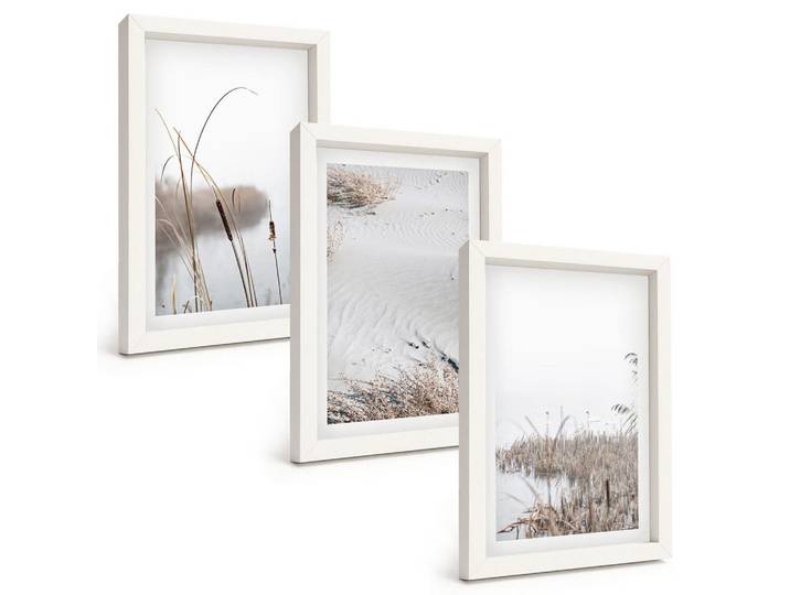 Tulup Bilder SET 3er Set - 20x30 cm Weißer Rahmen - Wasserpflanzen im Sommer, Kunststoff, Rechteckig, 20x30 cm, einfache und schnelle Anbringung, Bilder & Rahmen, Bilder