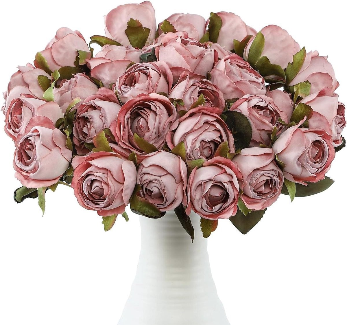 Set van 12 kunstmatige zijden rozen voor decoratie in roze