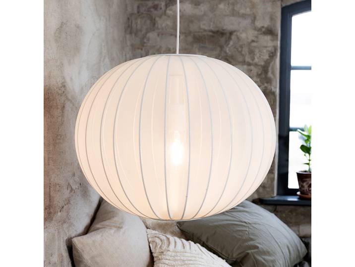Suspension Florence Ø50 Blanc - Markslöjd - Salon / séjour - Scandinave - Tissu / textile - Avec abat-jour