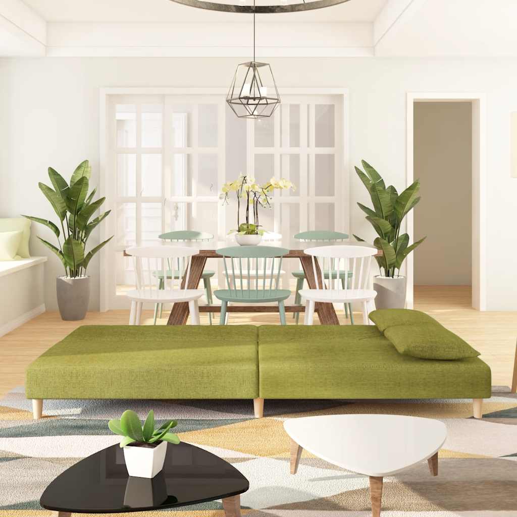 vidaXL Canapé-lit à 2 places avec deux oreillers Vert Tissu