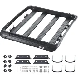 VEVOR Dachgepäckträgerkorb Autodachkorb (1216 x 1020 x 142 mm) universeller Dachgepäckträger aus rostfreiem legiertem Stahl (68 kg Max Tragkraft), Autodach-Gepäckträger für SUV Lkw