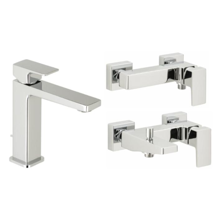 Herzbach Ceo Badarmaturen Set Waschtisch, Wanne, Dusche