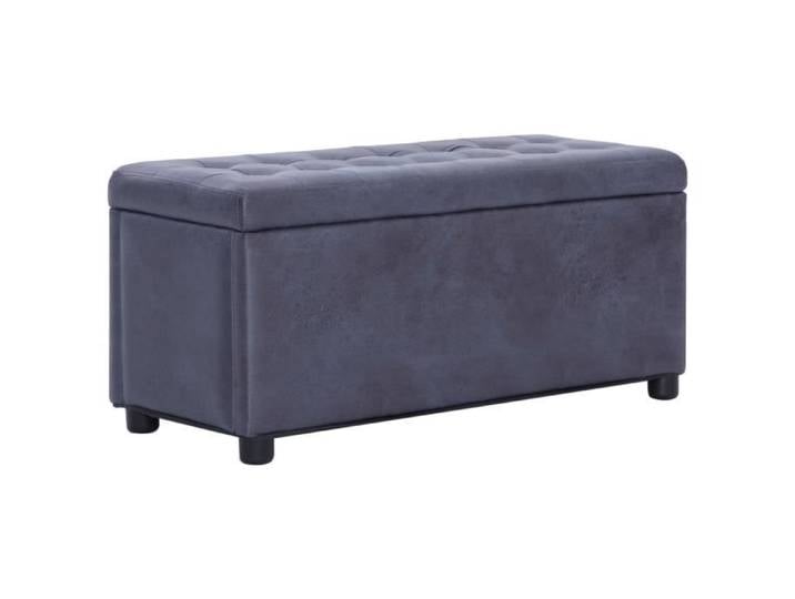 Pouf de rangement 87 5 cm Gris Similicuir daim