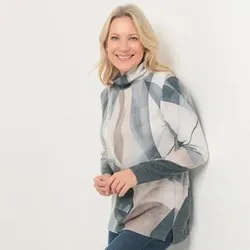 DINE 'N' DANCE Shirt 1/1 Arm Rollkragen Allover-Druck figurumspielend