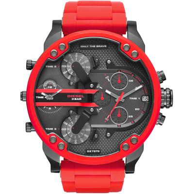 Chronograph DIESEL "MR. DADDY 2.0", rot (rot, grau), Armbanduhren, Herren, anthrazit, Chronograph, Quarzuhr, Armbanduhr, Herrenuhr, Stoppfunktion, Edelstahlarmband