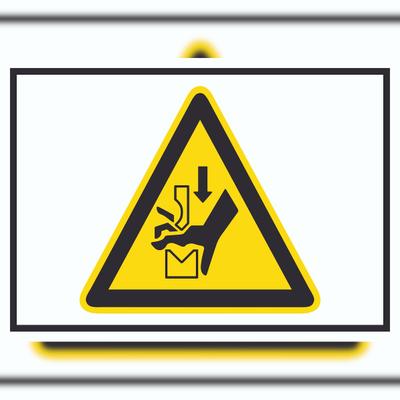 HB-Druck Achtung Quetschgefahr zwischen Werkzeugen einer Presse Symbol A3 (297x420mm) Schild