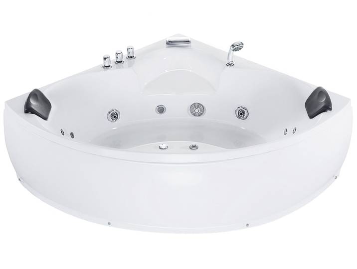 BELIANI Whirlpool-Badewanne in Weiß 205 x 145 cm aus Sanitäracryl Multifunktionell eckig Badezimmerzubehör Elegante Optik Modernes Design