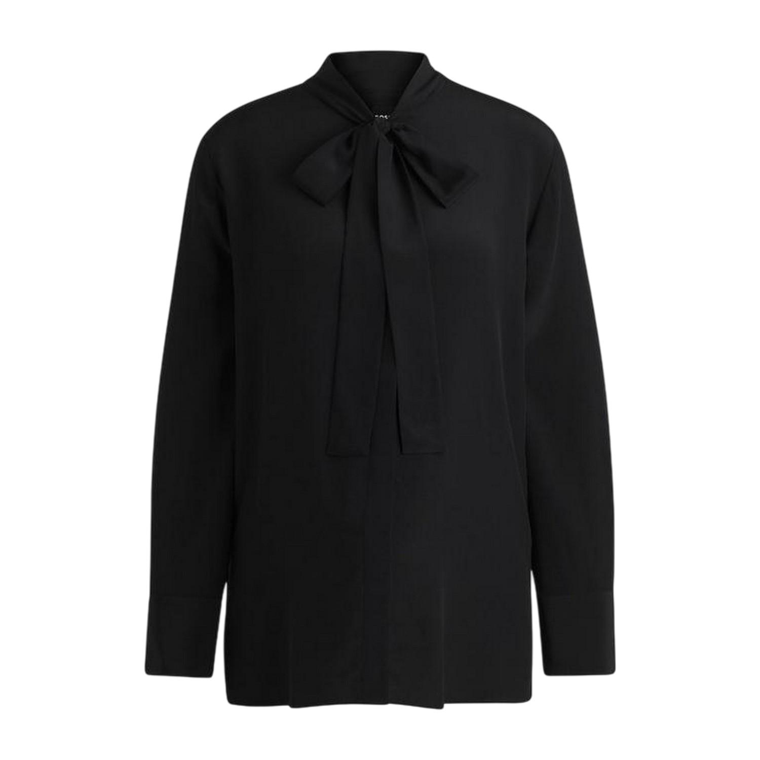 Boss - Bluse für Damen, Krawatten-Kragen, Langärmlig (Schwarz)