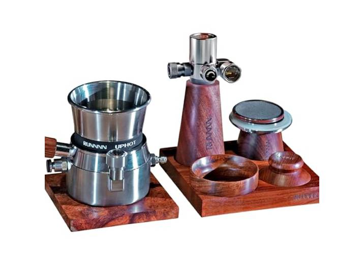 RUNNNN UPHOT 8in1 Tragbare Espressomaschine, 9 Bar Luftdruck Espresso Maker, kompatibel mit CO₂-Kartuschen & elektrischer/manueller Pumpe, ohne Strom, Edelstahl Kaffeemaschine für Outdoor