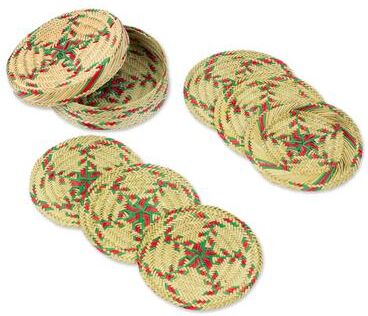 Novica Handmade Green Eco Natural Fiber Coasters (Set Of 6)