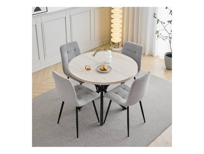 LuxusKollektion Essgruppe Esstisch Stuhlset Gelbe Höhlensteinfarbe hellgrau 1 Tisch 4 Stühle 5