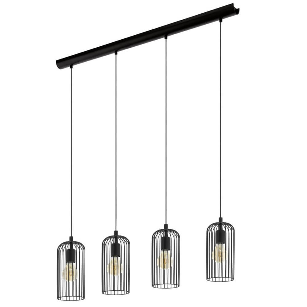 Eglo Roccamena 1 Hanglamp voor eettafel - 4-lichts - Zwart - Industrieel design