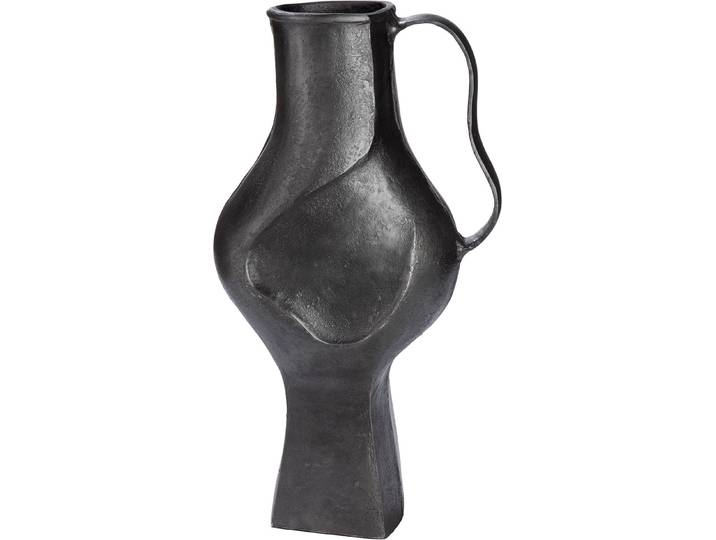 Tischvase GILDE Vase Antigua mit Henkel , schwarz, B:24cm H:43cm T:15cm, Aluminium, Vasen, Tischvase
