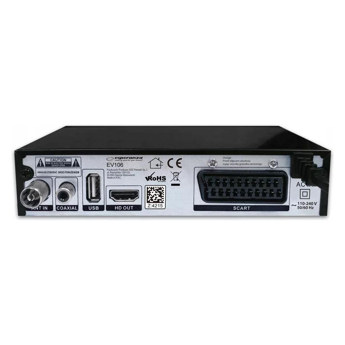 Esperanza EV106R TV set-top box Cable Black (DVB-T2) (EV106R)