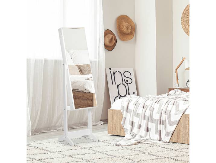 Armoire Bijoux Miroir Inclinable Pied Blanc