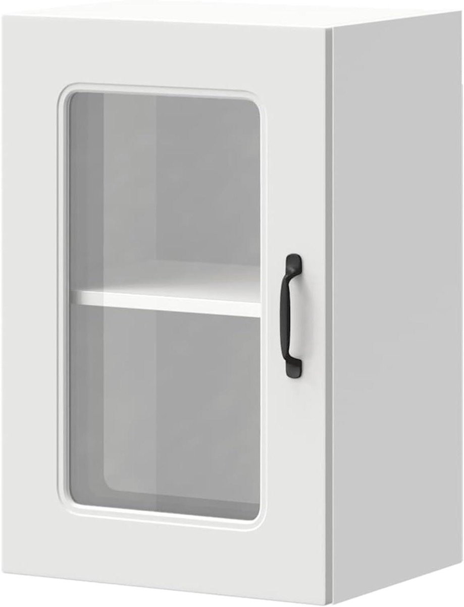 Gecheer Kalmar Keukenkast met glazen deur, wit, wandkast voor keuken, badkamer of hal
