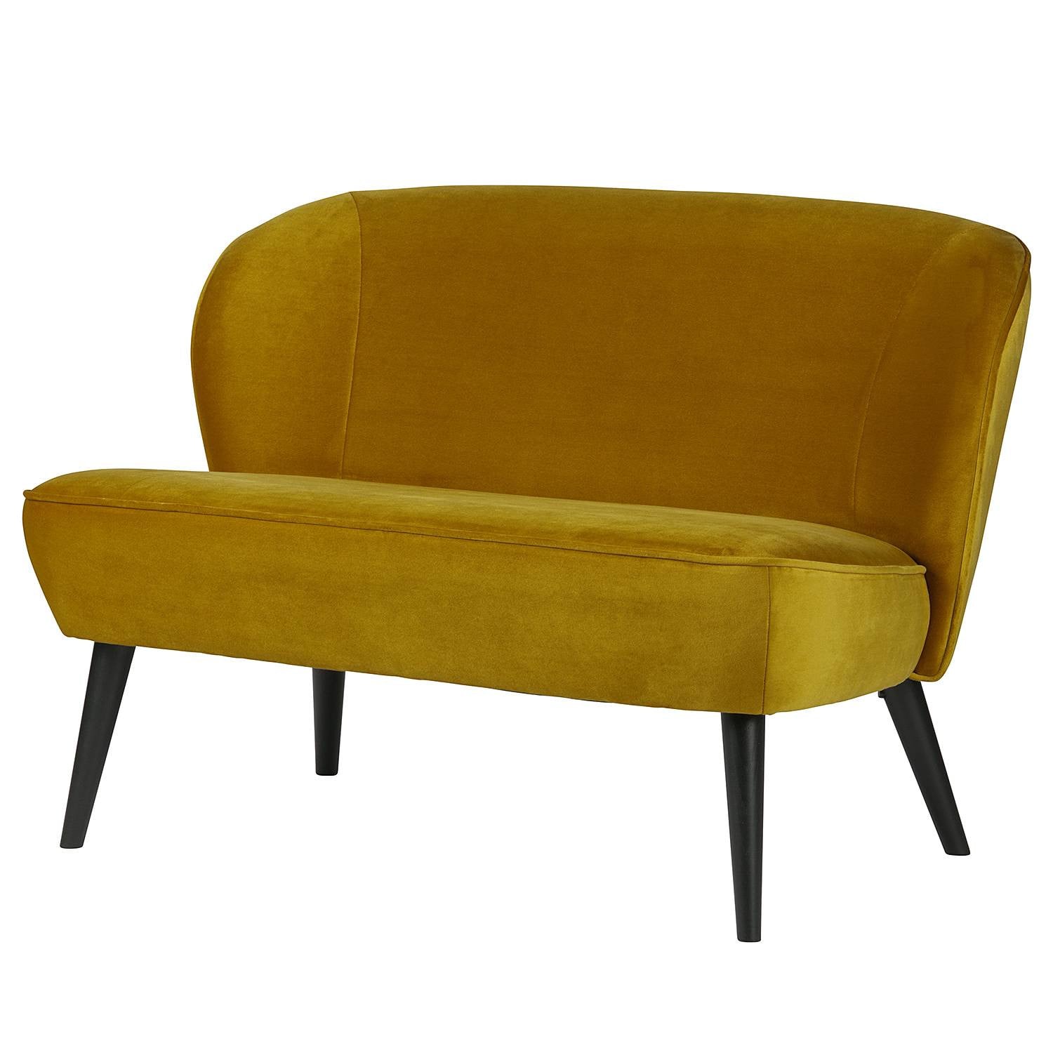 WOOOD Sara Bankje Velvet Okergeel B: 110 cm, D: 73 cm, H: 72 cm