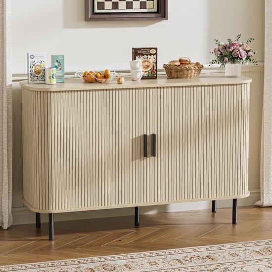 Famanu Schrank mit Schiebetüren und verstellbaren Regalen - 120 cm - Holzfarbe