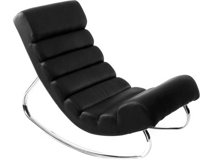 Rocking chair design noir et acier chromé TAYLOR
