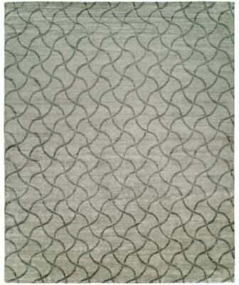 KALATY Modern Grey Hand-Knotted Viscose Area Rug