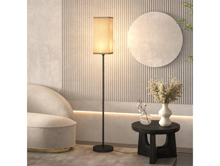HOMCOM Lampadaire Salon Abat-jour Beige Ø25x161,5cm Noir