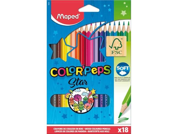 Maped Etui de 18 Crayons de couleur Color'Peps Triangulaire Assortis