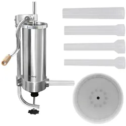 Klausberg Manueller Wurstfüller 3kg Edelstahl mit 4 Füllröhren Ø15, 19, 22, 25 mm - Wurstfüllmaschine, Fleischwolf, Silber