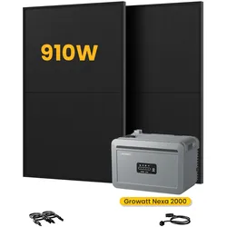 Growatt NEXA 2000 All-in-One Speicher für Balkonkraftwerke, mit 2 x 455W Bifaziale Solarmodule,by Powerness - Growatt NEXA 2000 | 2048Wh / Standardversand