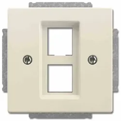 Busch-Jaeger solo Zentralplatte, Modular-Jack, elfenbein-weiß, glänzend, Befestigung mit Schraube, ohne Beschriftungsfeld