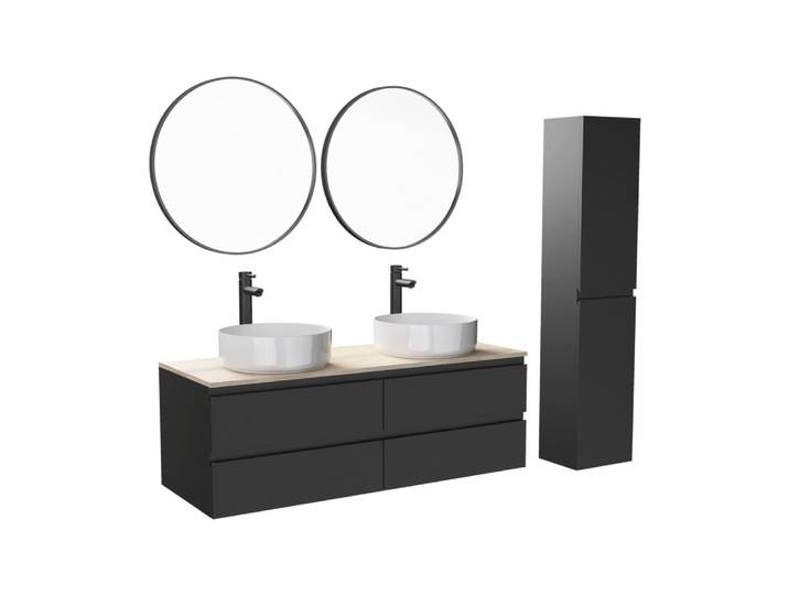 Ensemble meuble double vasque suspendu avec colonne 120cm