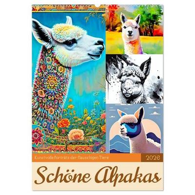 Schöne Alpakas (Wandkalender 2026 DIN A2 hoch), CALVENDO Monatskalender