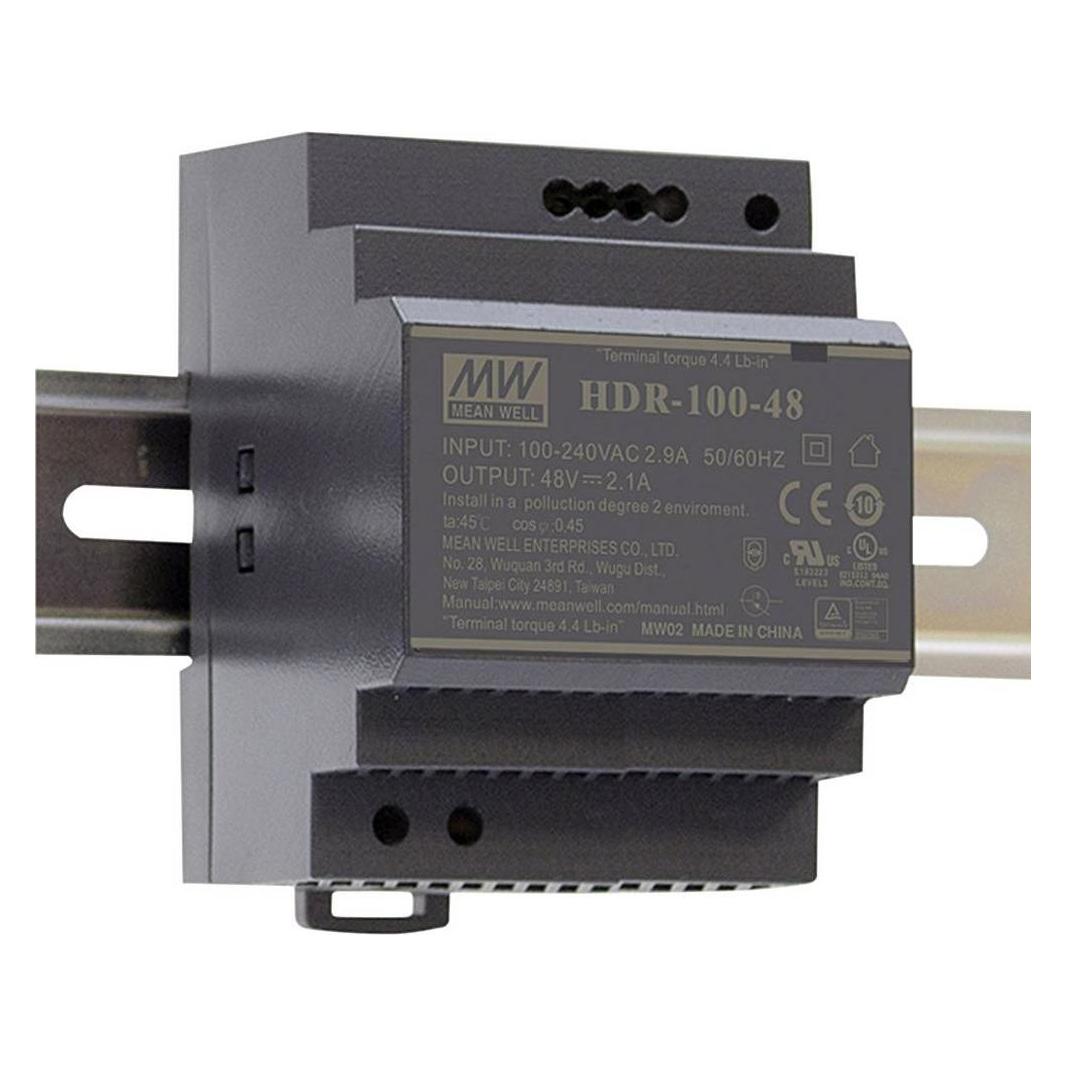 MeanWell INDUSTRIE-NETZTEIL - 1 AUSGANG - HUTSCHIENENMONTAGE - 100 W - 12 V - 7.5 A (HDR-100-12N)