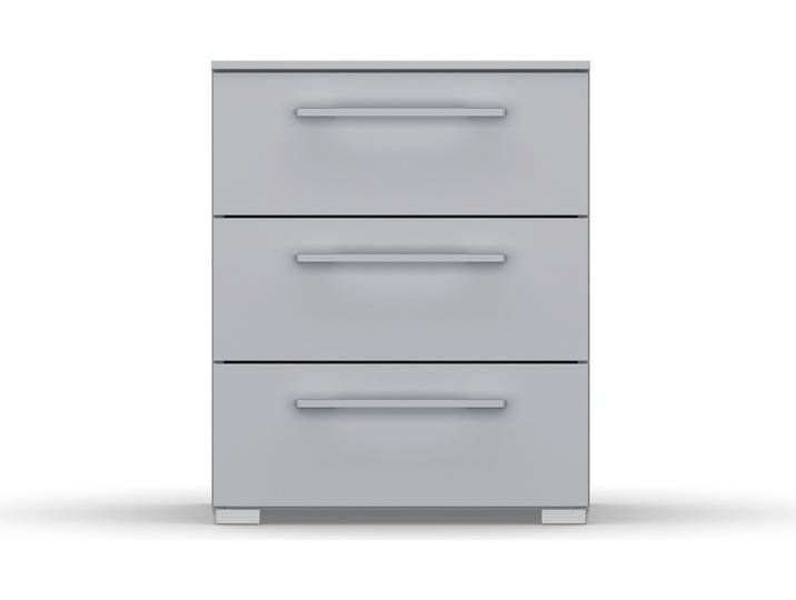 Nachtkommode RAUCH Nachttisch Nachtkonsole Nachtschrank SKAT PURE , grau (seidengrau), B:40cm H:61cm T:42cm, Holzwerkstoff, Sideboards, Nachtkommode, mit 3 Schubladen in puristischem Design MADE IN GERMANY