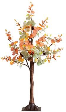Nearly Natural 3-ft Pre-Lit Autumn Eucalyptus Artificial Fall Tree with Pinecones - Green