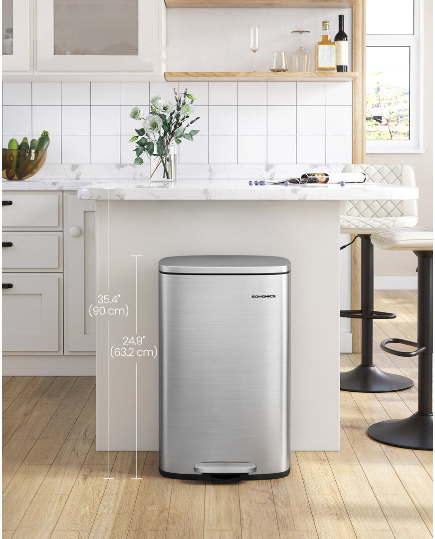 Ivy Bronx Step On and Odour Seal Kitchen Rubbish Bin Sliver