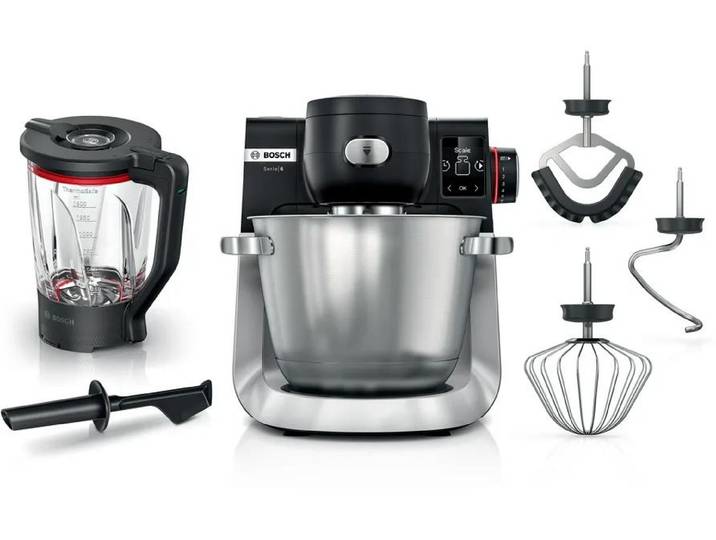 BOSCH Küchenmaschine Serie 6 MUMS6ZS17 Edelstahl/Schwarz , silber (silberfarben), B:32cm H:33cm T:38cm, Küchenmaschinen, Küchenmaschine