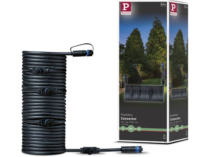 Lampen-Verbindungskabel PAULMANN Outdoor Plug&Shine 10m IP68 , schwarz, Ø:18,4mm, Kabel, Lampen-Verbindungskabel, 1 in - 5 out