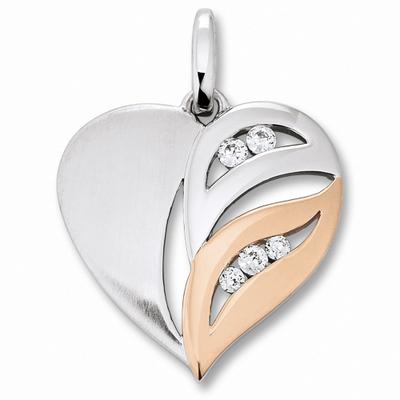 Kette mit Anhänger ONE ELEMENT "Zirkonia Herz Herz Anhänger aus 925 Silber", rosa (silber), Halsketten, Damen, Silber 925 (Sterlingsilber), Ein Geschenk von Herzen – zart, elegant & voller Symbolik