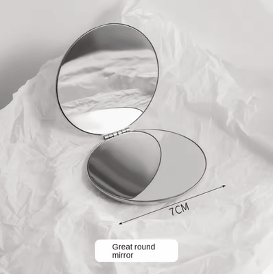 Inspire Curations Unbreakable Stainless Steel Foldable Travel Makeup Mirror circular