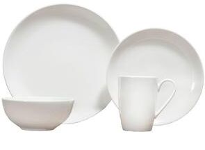 Fortessa Caldera Fine China, 16 Piece Dinnerware Set (Service for 4), White - 16 Piece Dinnerware Set